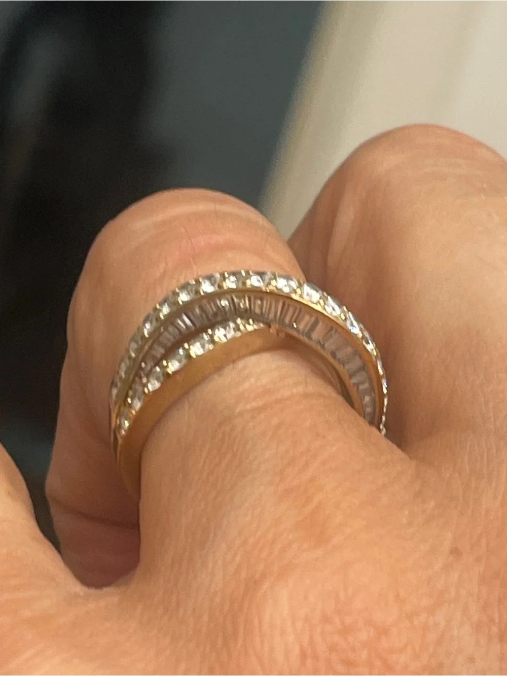 Sterling Silver Crystal Pavé Twist Ring - size 7